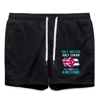 Half British Half Cuban - Swim Trunks - black - Front - AI Model Male 185 light (185cm)