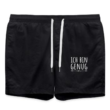 I am enough I am enough affirmation mindfulness - Swim Trunks - black - Front - AI Model Male 185 light (185cm)