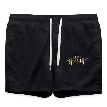 Ich Bin Genug I Am Enough Affirmation Achtsamkeit - Badeshorts - Schwarz - Vorne - AI Model Male 185 light (185cm)