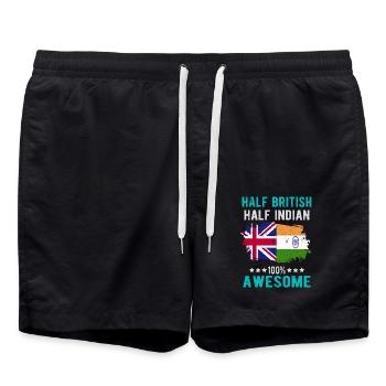 Moitié britannique moitié indien - Short de bain - noir - Devant - AI Model Male 185 light (185cm)