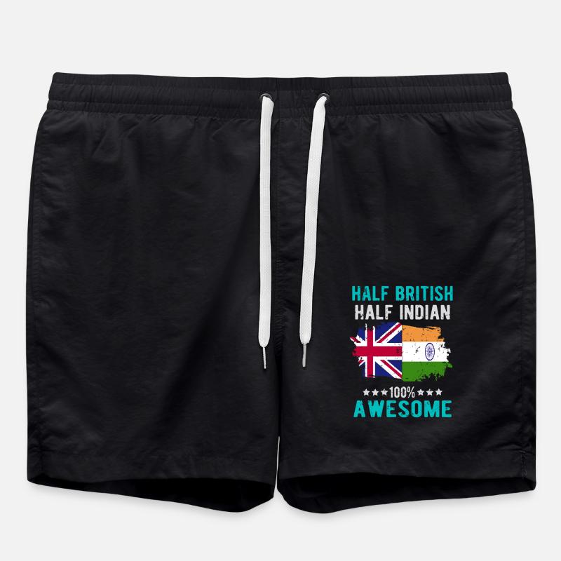 Half British Half Indian - Swim Trunks - black