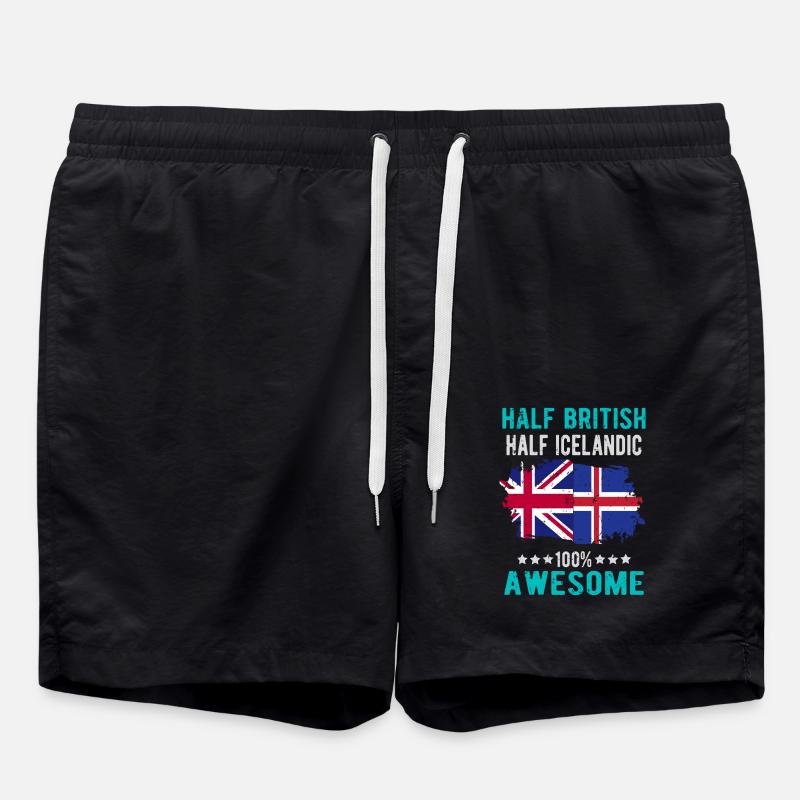 Half British Half Icelander - Swim Trunks - black