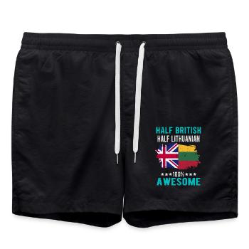 Half British Half Lithuanian - Swim Trunks - black - Front - AI Model Male 185 light (185cm)