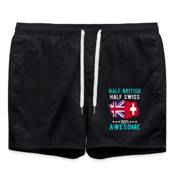 Mi-Britannique, mi-Suisse - Short de bain - noir - Devant - AI Model Male 185 light (185cm)