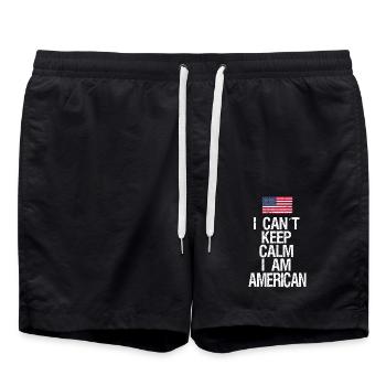 I can not Keep Calm I am American - Swim Trunks - black - Front - AI Model Male 185 light (185cm)