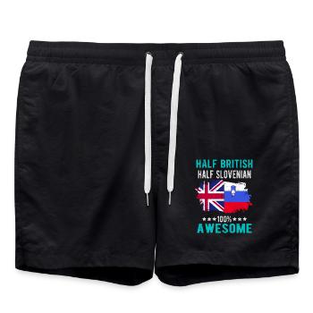 Halb Brite Halb Slowenier - Badeshorts - Schwarz - Vorne - AI Model Male 185 light (185cm)