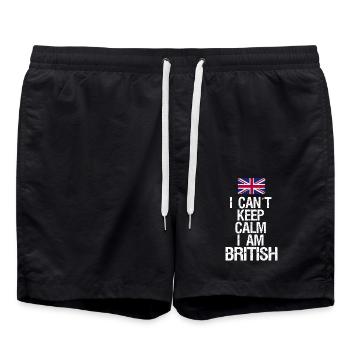 Je ne peux pas garder mon calme Je suis britannique - Short de bain - noir - Devant - AI Model Male 185 light (185cm)