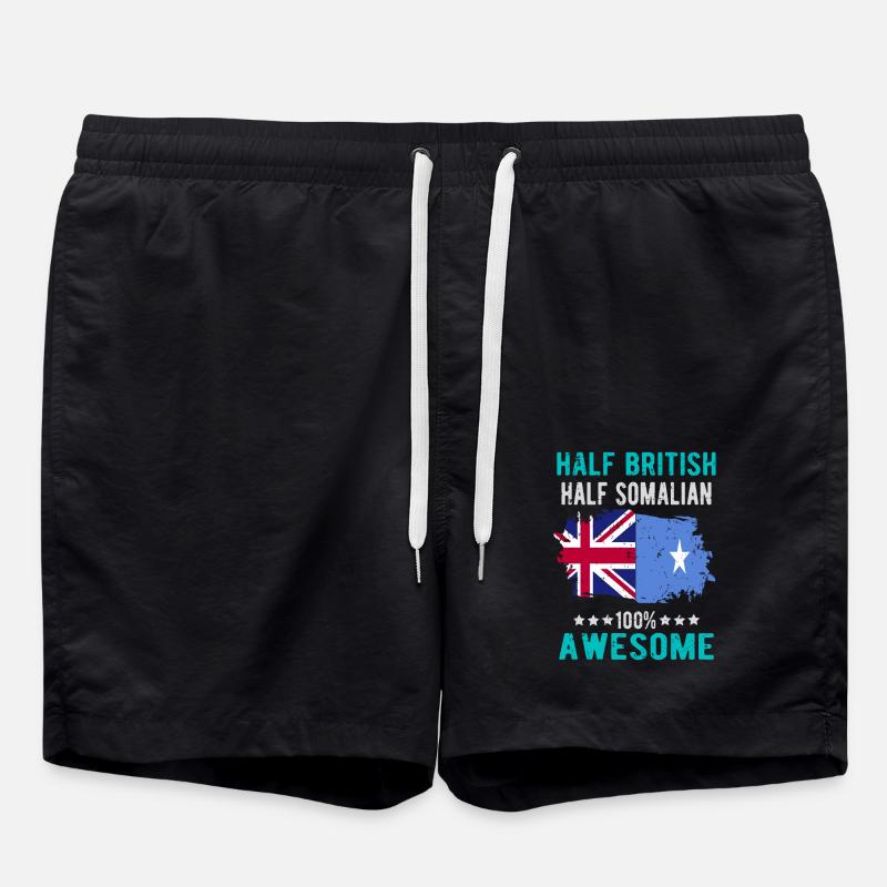 Half British Half Somali - Swim Trunks - black