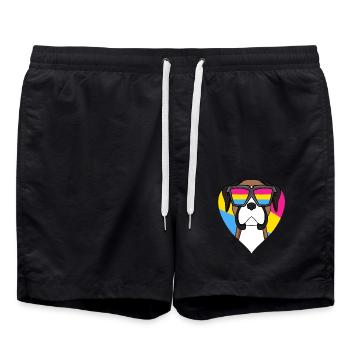 Pansexuell Deutscher Boxer Hund Geschenk - Badeshorts - Schwarz - Vorne - AI Model Male 185 light (185cm)