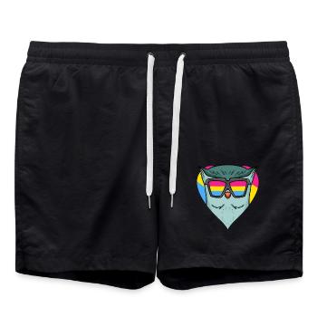 Pansexual Owl Gift - Swim Trunks - black - Front - AI Model Male 185 light (185cm)