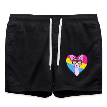 Pansexual Sphynx Cat Gift - Swim Trunks - black - Front - AI Model Male 185 light (185cm)