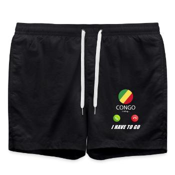 Kongo ruft an Lusiger Flaggen Spruch - Badeshorts - Schwarz - Vorne - AI Model Male 185 light (185cm)