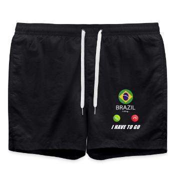 Le Brésil qualifie les drapeaux lusiger de slogan - Short de bain - noir - Devant - AI Model Male 185 light (185cm)