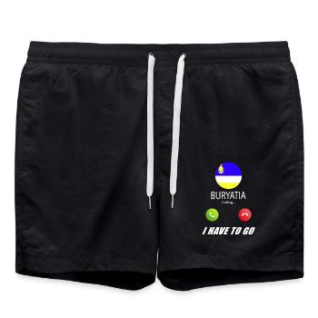 Buryatia ruft an Lusiger Flaggen Spruch - Badeshorts - Schwarz - Vorne - AI Model Male 185 light (185cm)