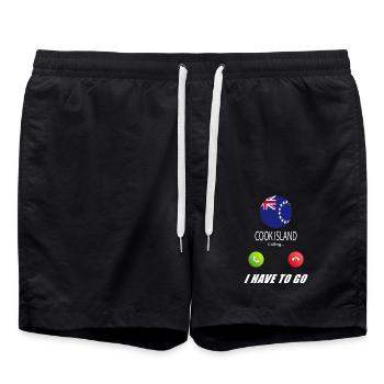 Cook Island ruft an Lusiger Flaggen Spruch - Badeshorts - Schwarz - Vorne - AI Model Male 185 light (185cm)