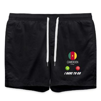 Kamerun ruft an Lusiger Flaggen Spruch - Badeshorts - Schwarz - Vorne - AI Model Male 185 light (185cm)