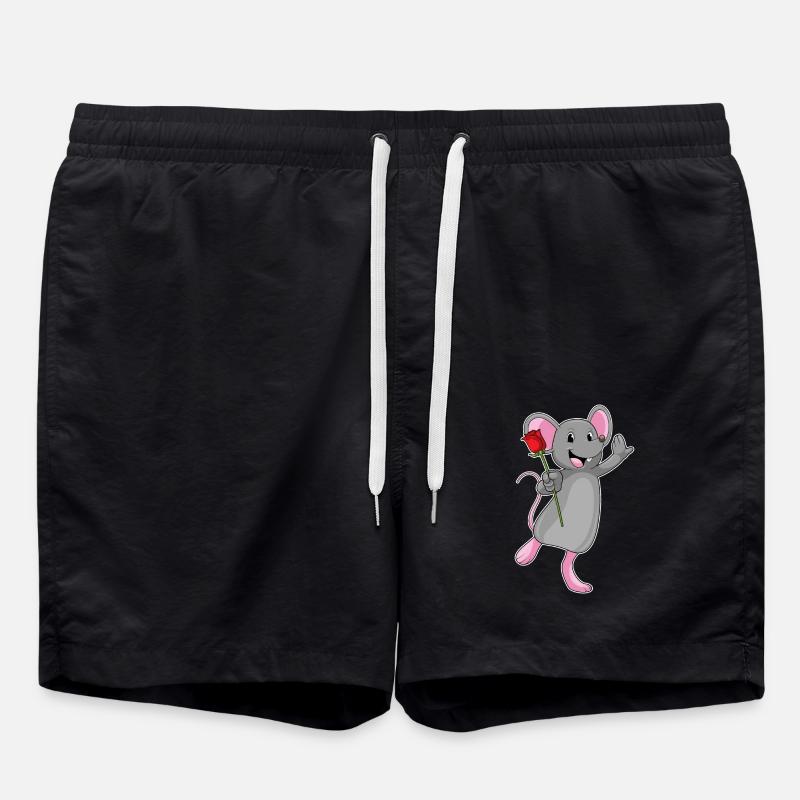 Rat with rose flower - Swim Trunks - black