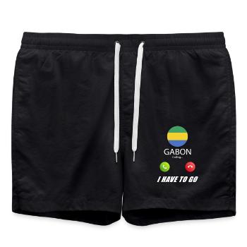 Gabon calls lusiger flags saying - Swim Trunks - black - Front - AI Model Male 185 light (185cm)