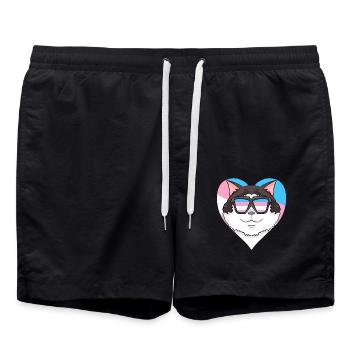 Transgender Transsexuell Ragdoll Katze Geschenk - Badeshorts - Schwarz - Vorne - AI Model Male 185 light (185cm)