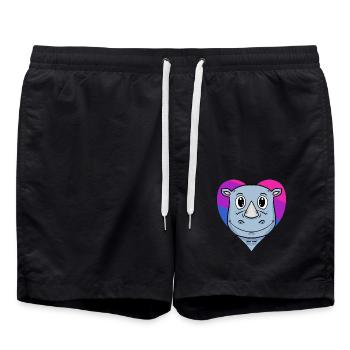 Cadeau rhinocéros bisexuel - Short de bain - noir - Devant - AI Model Male 185 light (185cm)