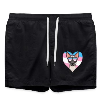 Transgender Transsexuell Siamkatze Katze Geschenk - Badeshorts - Schwarz - Vorne - AI Model Male 185 light (185cm)