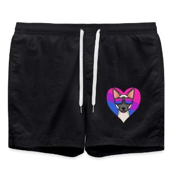 Cadeau de chat bisexuel siamois - Short de bain - noir - Devant - AI Model Male 185 light (185cm)