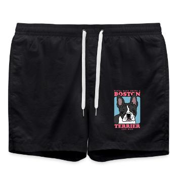 Boston Terrier Maman Chien Chien Propriétaire Cadeau - Short de bain - noir - Devant - AI Model Male 185 light (185cm)