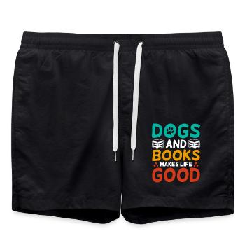Buch Ist Gut Katze Macht Es Besser | - Badeshorts - Schwarz - Vorne - AI Model Male 185 light (185cm)