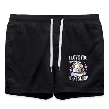 First sip | Unicorn lovers | - Swim Trunks - black - Front - AI Model Male 185 light (185cm)