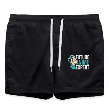 Future anime expert | Anime lovers | - Swim Trunks - black - Front - AI Model Male 185 light (185cm)