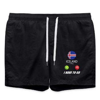 Iceland calls lusiger flags saying - Swim Trunks - black - Front - AI Model Male 185 light (185cm)