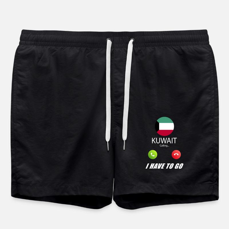 Kuwait calls lusiger flags - Swim Trunks - black