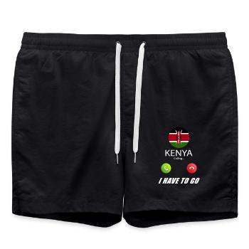 Kenya ruft an Lusiger Flaggen Spruch - Badeshorts - Schwarz - Vorne - AI Model Male 185 light (185cm)