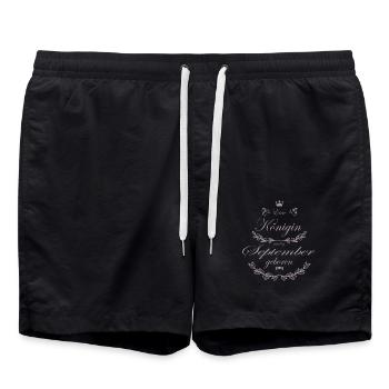 Eine Königin wird im September geboren - Badeshorts - Schwarz - Vorne - AI Model Male 185 light (185cm)