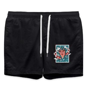 Girls with Koi - Swim Trunks - black - Front - AI Model Male 185 light (185cm)