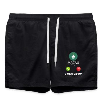 Macau ruft an Lusiger Flaggen Spruch - Badeshorts - Schwarz - Vorne - AI Model Male 185 light (185cm)