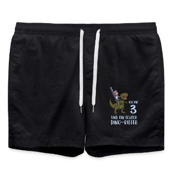 Geburtstagsshirt Dino Ritter - 3 Geburtstag Junge - Badeshorts - Schwarz - Vorne - AI Model Male 185 light (185cm)