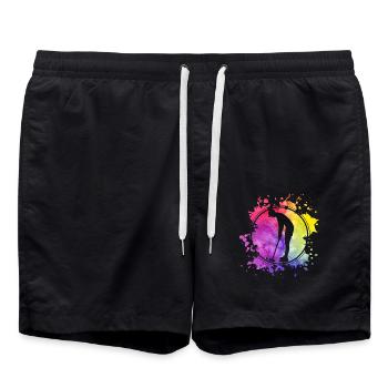 Croquet Rétro - Short de bain - noir - Devant - AI Model Male 185 light (185cm)