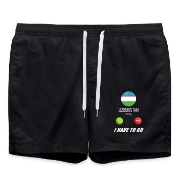 Usbekistan ruft an Lusiger Flaggen Spruch - Badeshorts - Schwarz - Vorne - AI Model Male 185 light (185cm)
