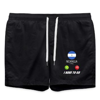 Nicaragua calls lusiger flags slogan - Swim Trunks - black - Front - AI Model Male 185 light (185cm)