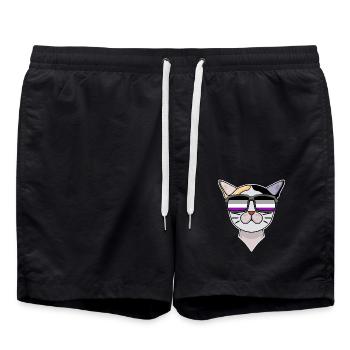 Asexuell Lgbt Japanese Bobtail Katze Asexualität - Badeshorts - Schwarz - Vorne - AI Model Male 185 light (185cm)