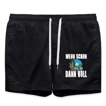 Wenn schon dann voll - Waldarbeit Vollernter - Badeshorts - Schwarz - Vorne - AI Model Male 185 light (185cm)