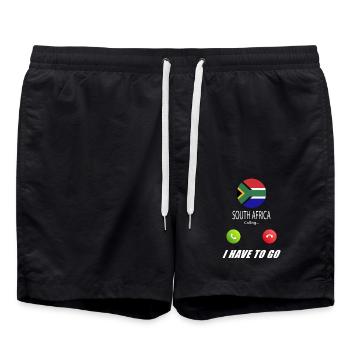 South Africa calls lusiger flags slogan - Swim Trunks - black - Front - AI Model Male 185 light (185cm)