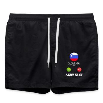Slowenien ruft an Lusiger Flaggen Spruch - Badeshorts - Schwarz - Vorne - AI Model Male 185 light (185cm)