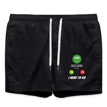 Saudi Arabia calls lusiger flags spell - Swim Trunks - black - Front - AI Model Male 185 light (185cm)