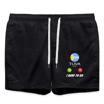 Tuva ruft an Lusiger Flaggen Spruch - Badeshorts - Schwarz - Vorne - AI Model Male 185 light (185cm)