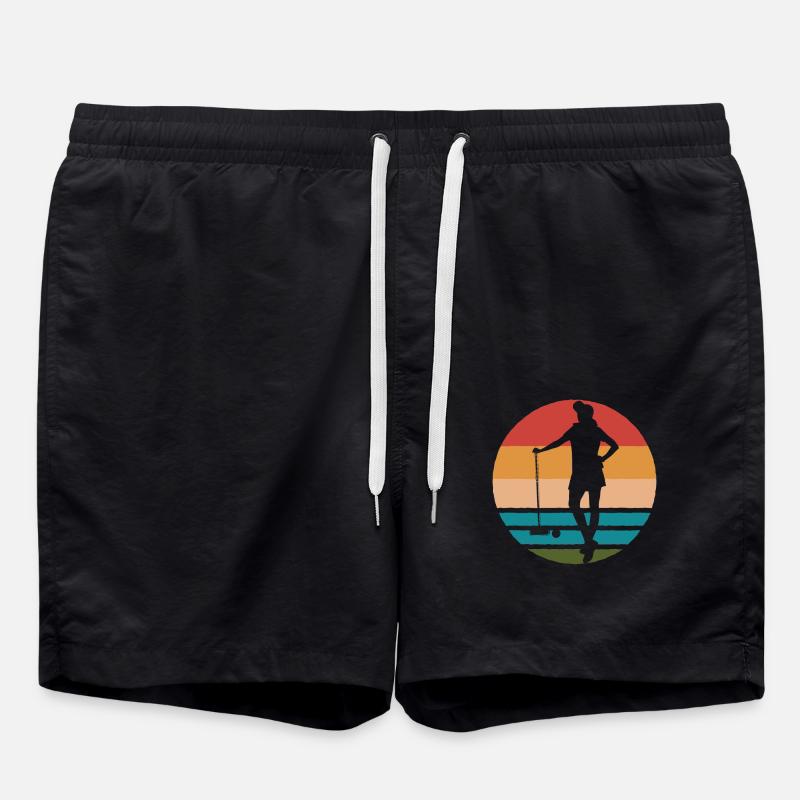 Krocket Dame Frauen Retro - Badeshorts - Schwarz