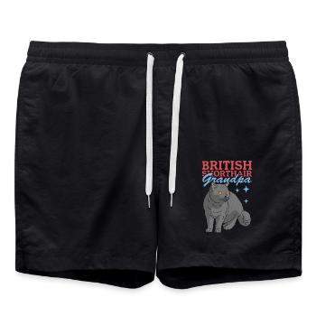 Britisch Kurzhaar Grandpa | Katzenpapa Geschenk - Badeshorts - Schwarz - Vorne - AI Model Male 185 light (185cm)