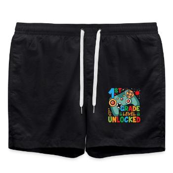 Level of the 1st year unlocked - Swim Trunks - black - Front - AI Model Male 185 light (185cm)