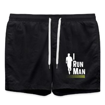I Run Man | Vêtements de course | | de chemise de fitness - Short de bain - noir - Devant - AI Model Male 185 light (185cm)